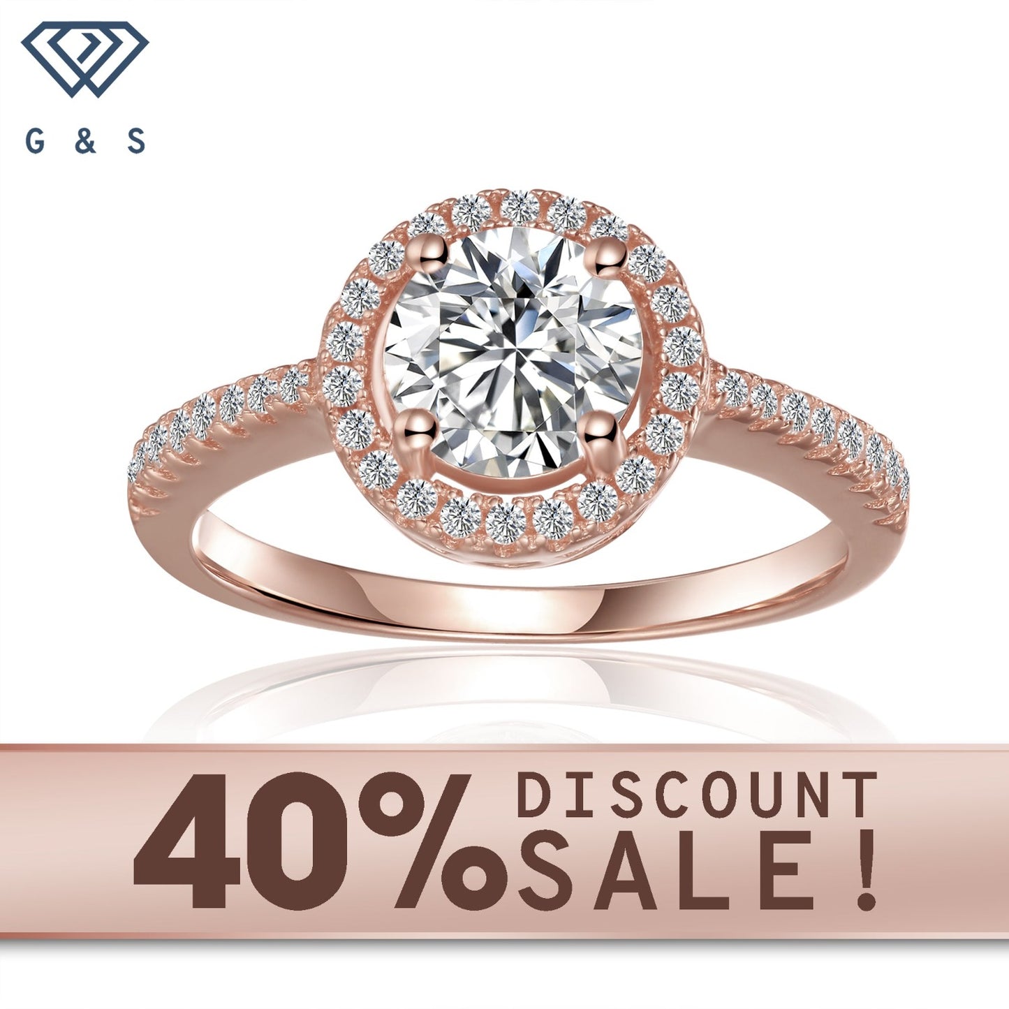 Halo of Hearts engagement ring featuring a 1.00ct moissanite, set in 9ct rose gold with a heart-shaped halo.