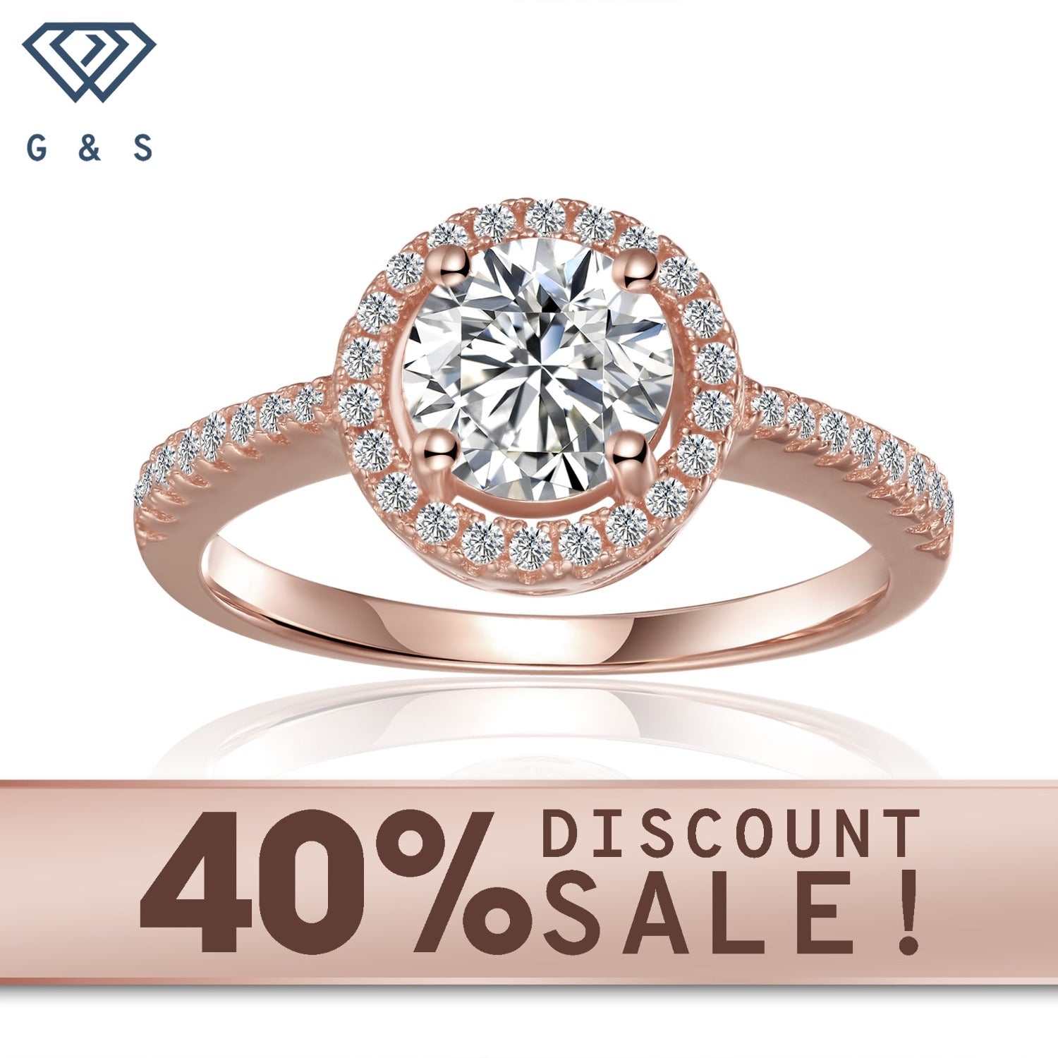 Halo of Hearts engagement ring featuring a 1.00ct moissanite, set in 9ct rose gold with a heart-shaped halo.