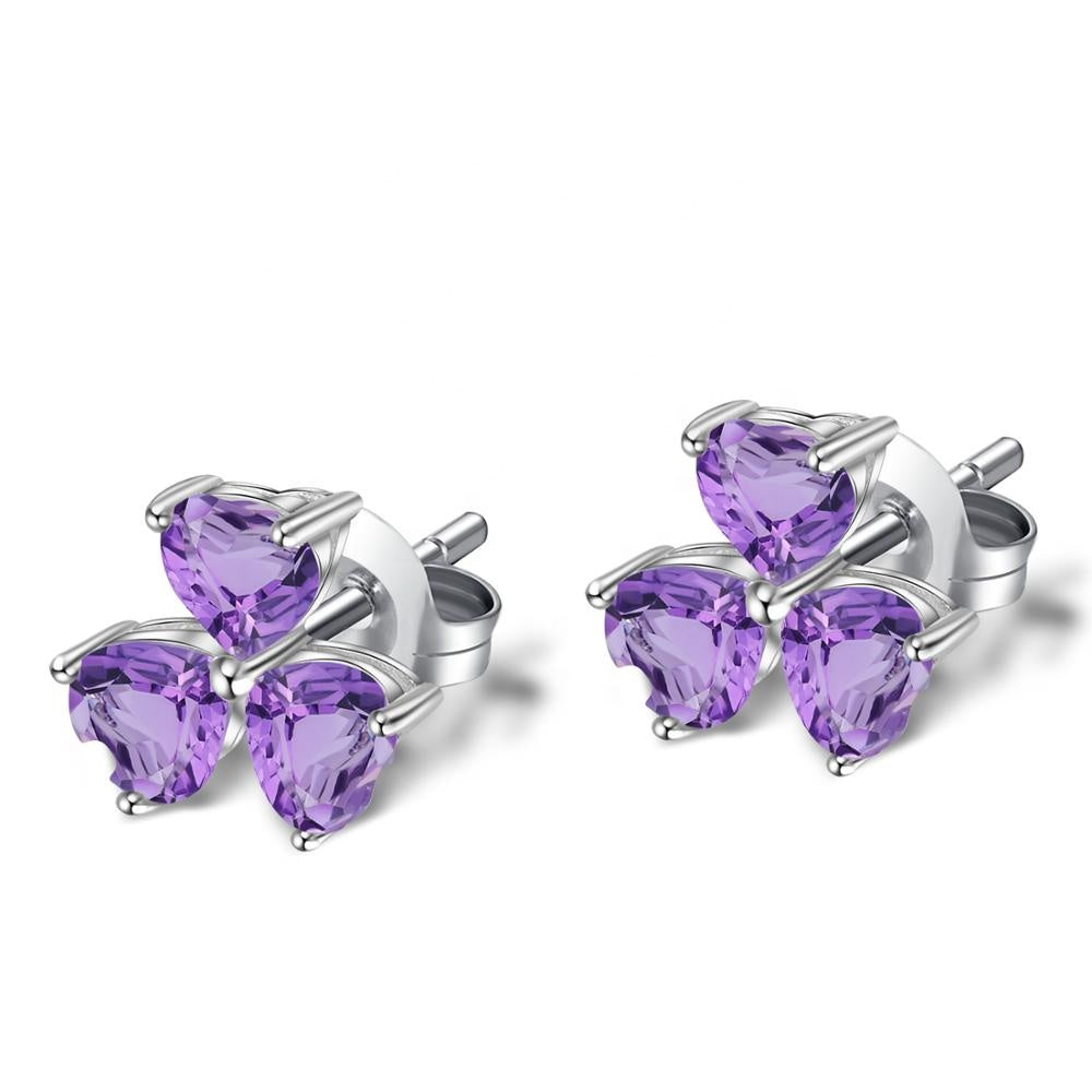 Trilogy Of Hearts Amethyst Earrings (Leadtime of 5 weeks)