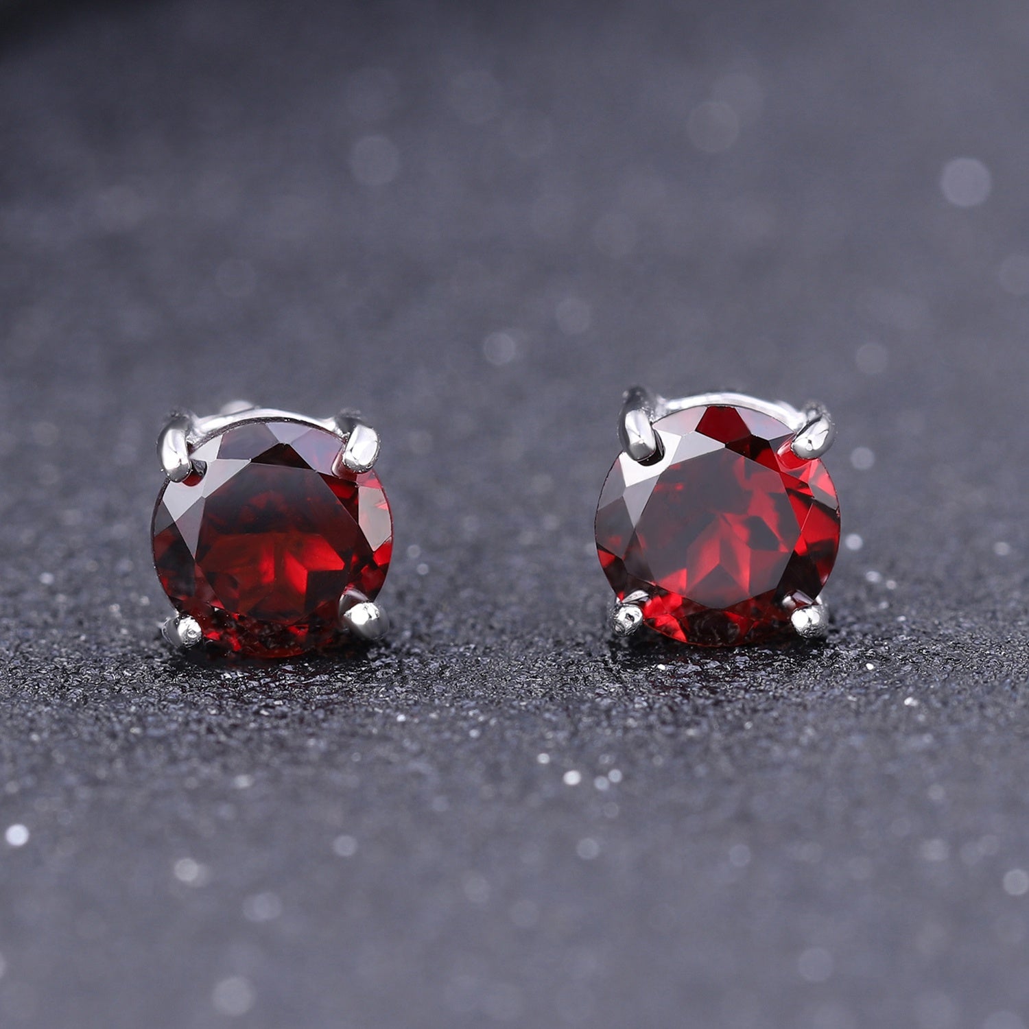 Garnet 4 Claw Stud Earrings - Gems and Stuff Semi-Precious gemstones, Free Shipping Fine Jewellery Sterling Silver 925