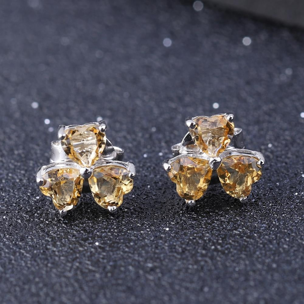 Trilogy Of Hearts Citrine Earrings
