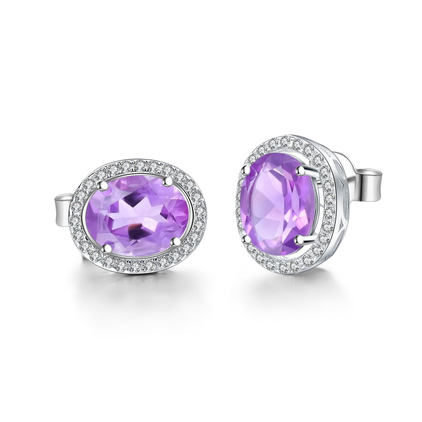 Amethyst Halo Earrings - Oval Cut (leadtime of 5-weeks)