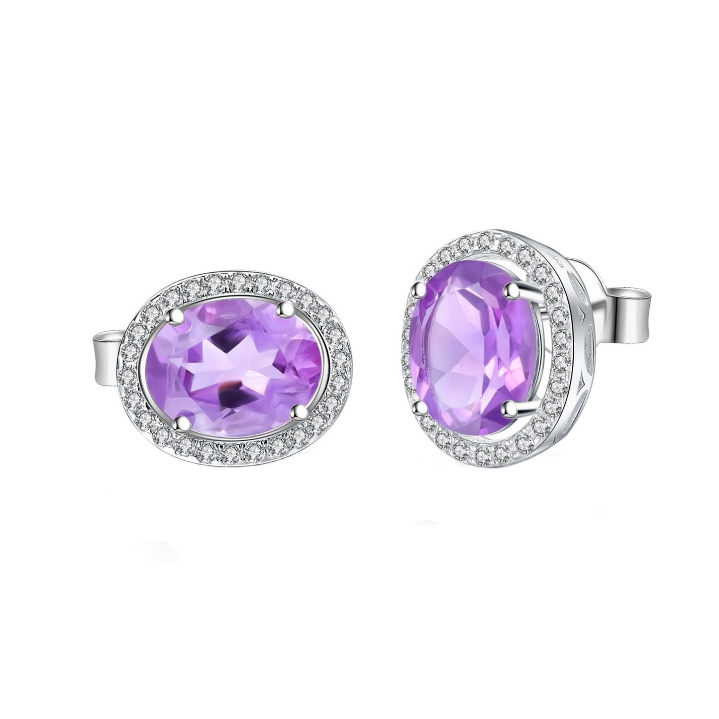 Amethyst Halo Earrings - Oval Cut (leadtime of 5-weeks)