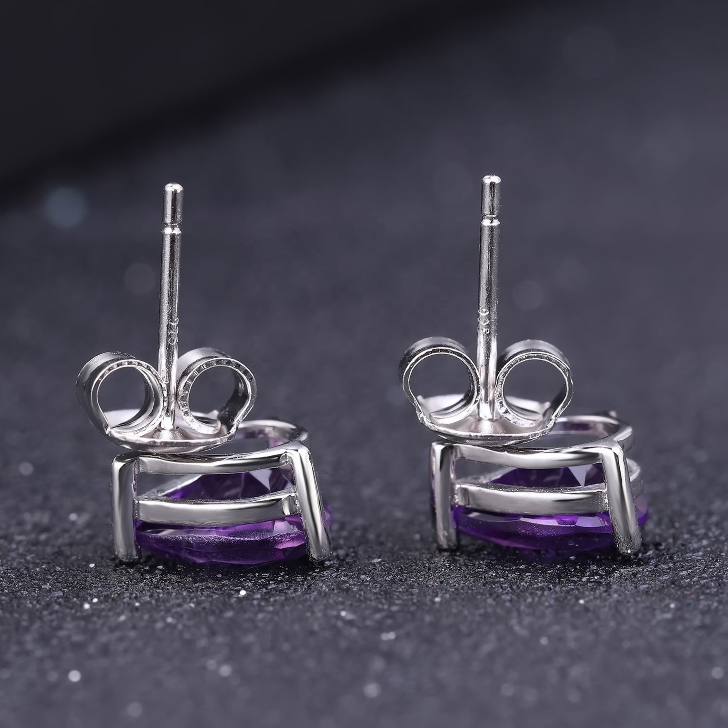 Amethyst Solitaire Earrings - Pear Shape (Leadtime of 5 weeks)