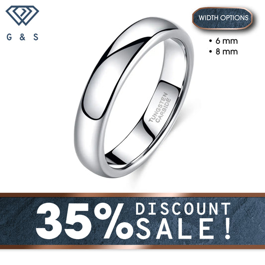 Silver Polished Tungsten Carbide Ring