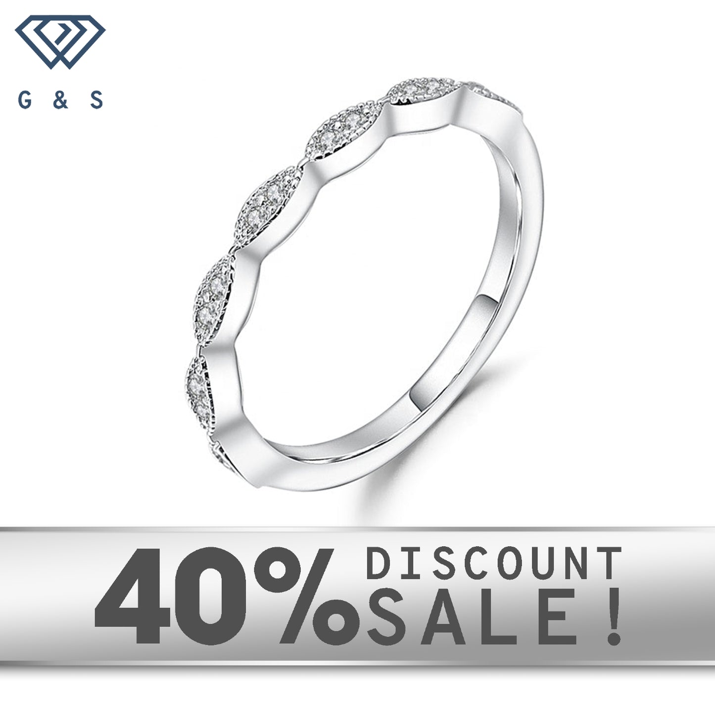 Elegant wedding bands in 9ct white gold with a vintage design and sparkling moissanites.