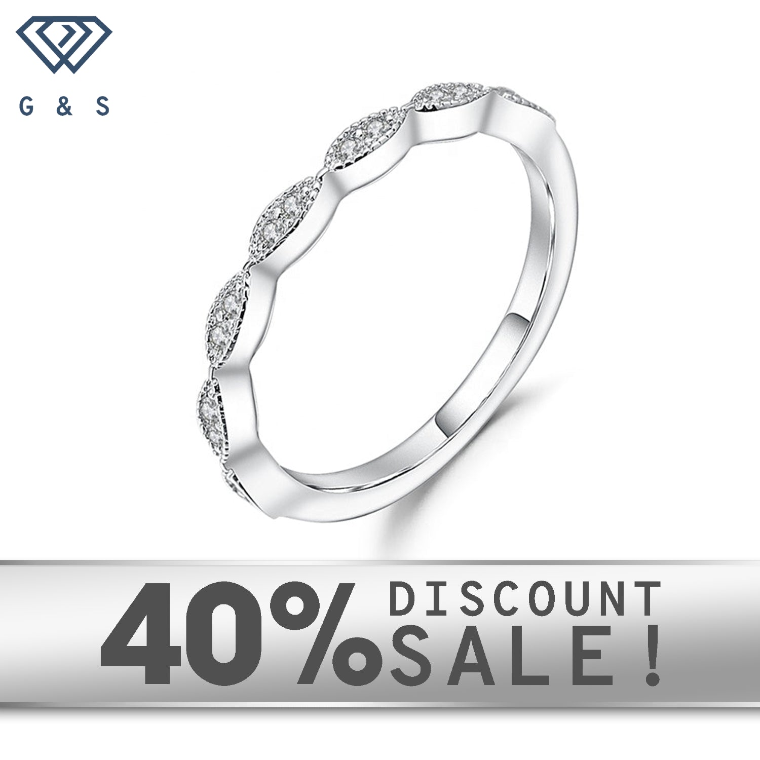 Elegant wedding bands in 9ct white gold with a vintage design and sparkling moissanites.