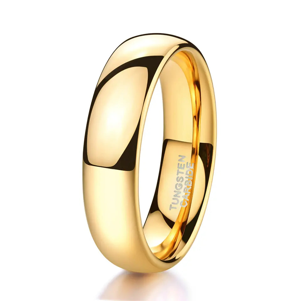 Yellow Gold Polished Tungsten Carbide Ring