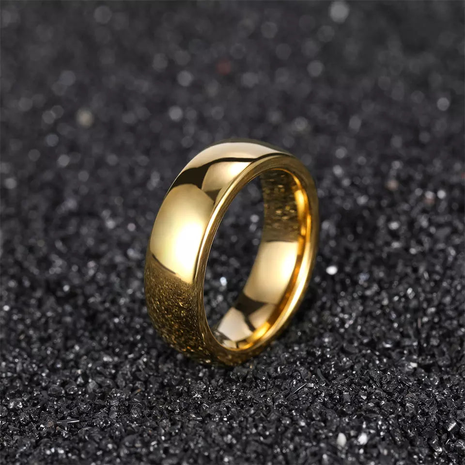 Yellow Gold Polished Tungsten Carbide Ring